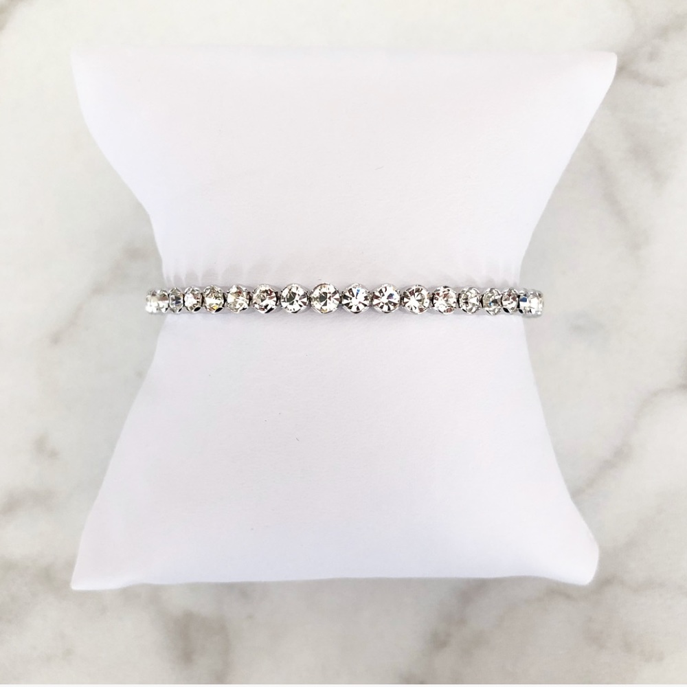 Silver Crystal Bangle Bracelet